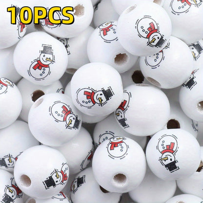 10pcs/set 16mm Christmas Wooden Beads