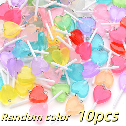 Glow-in-the-Dark Resin Lollipop Heart Star Charms