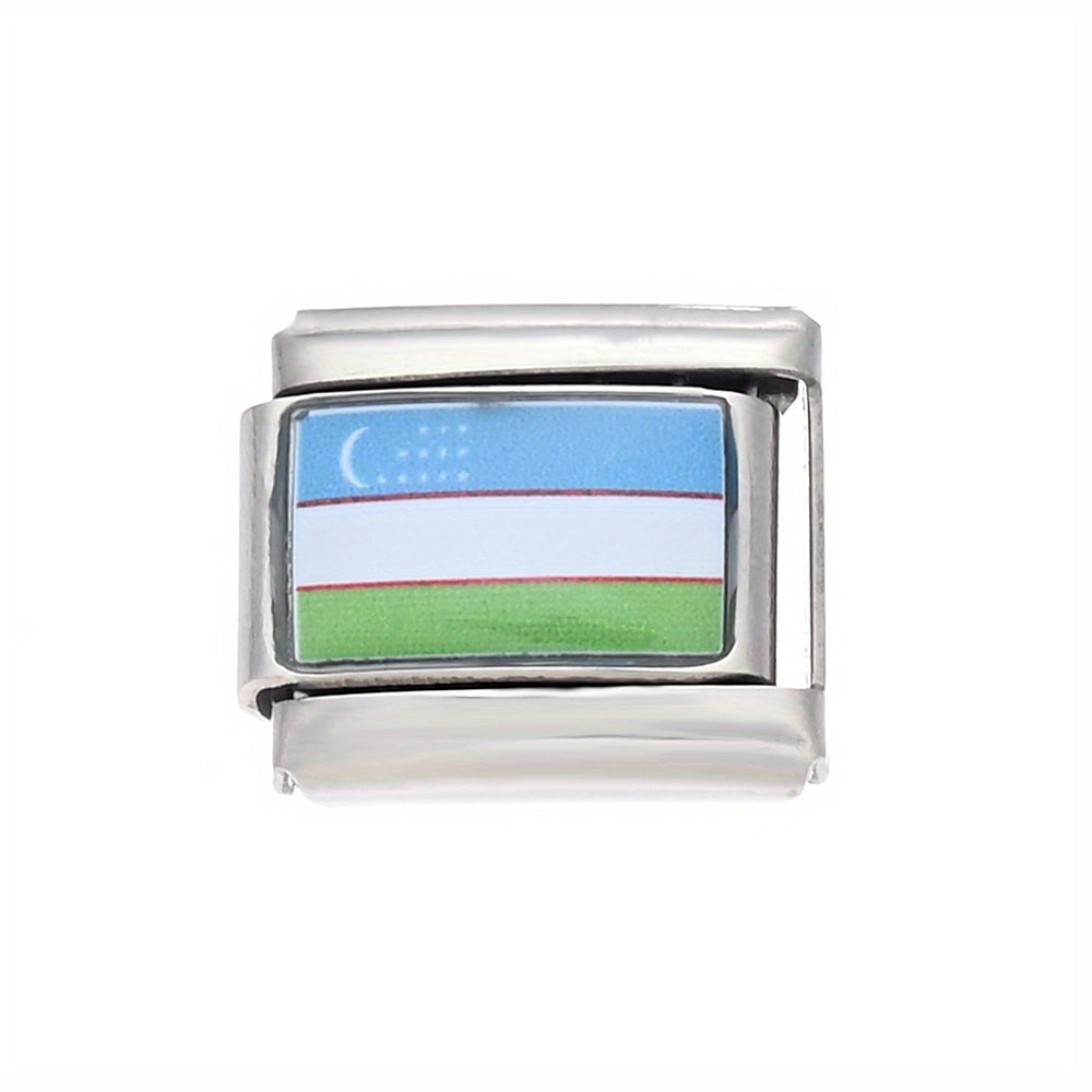 World Flag Alloy Bracelet Module