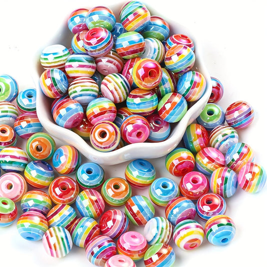 Rainbow Striped Resin Beads