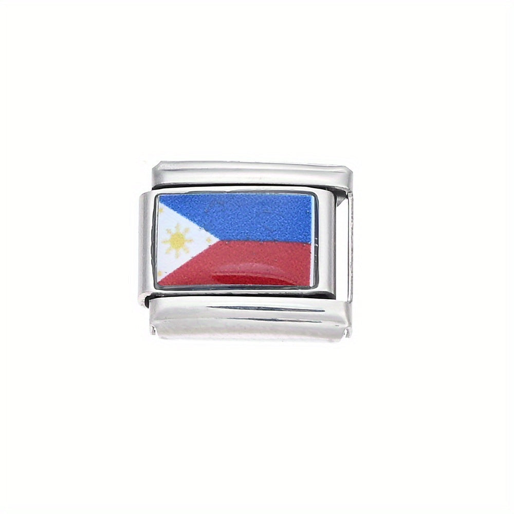 World Flag Alloy Bracelet Module
