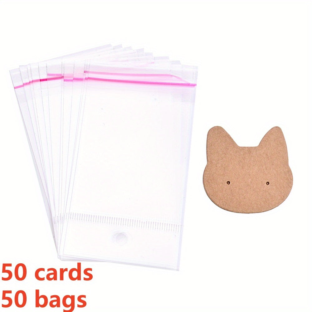 Colorful Cat Shape Jewelry Display Cards with Bags