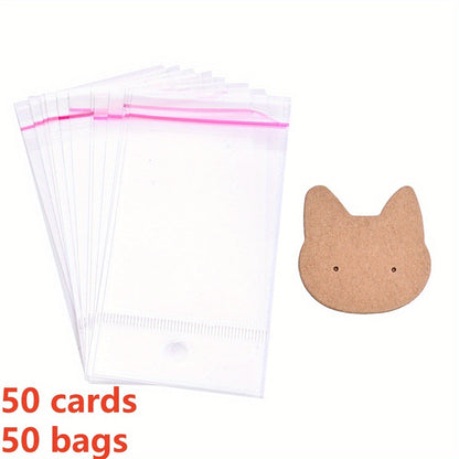 Colorful Cat Shape Jewelry Display Cards with Bags