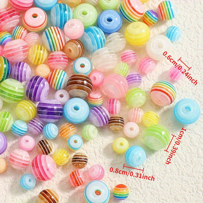 Translucent Rainbow Striped Acrylic Beads