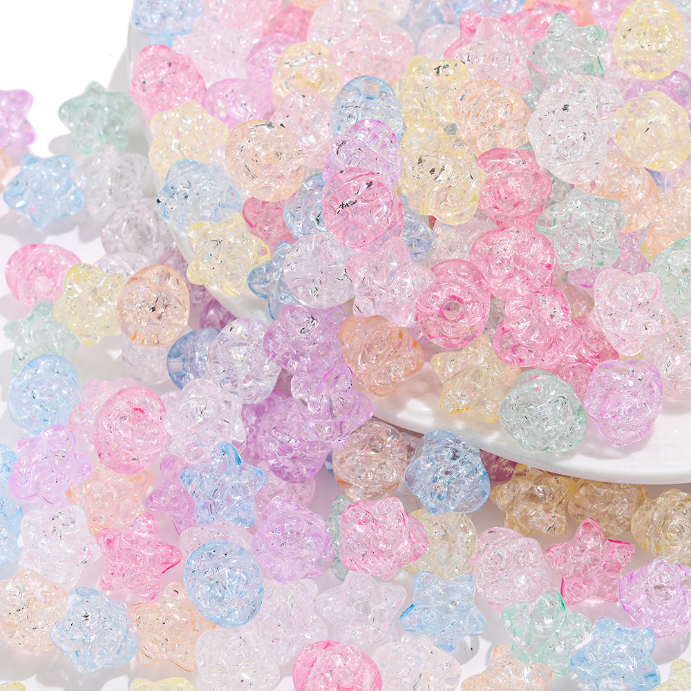50pcs Cracked Star Acrylic Beads