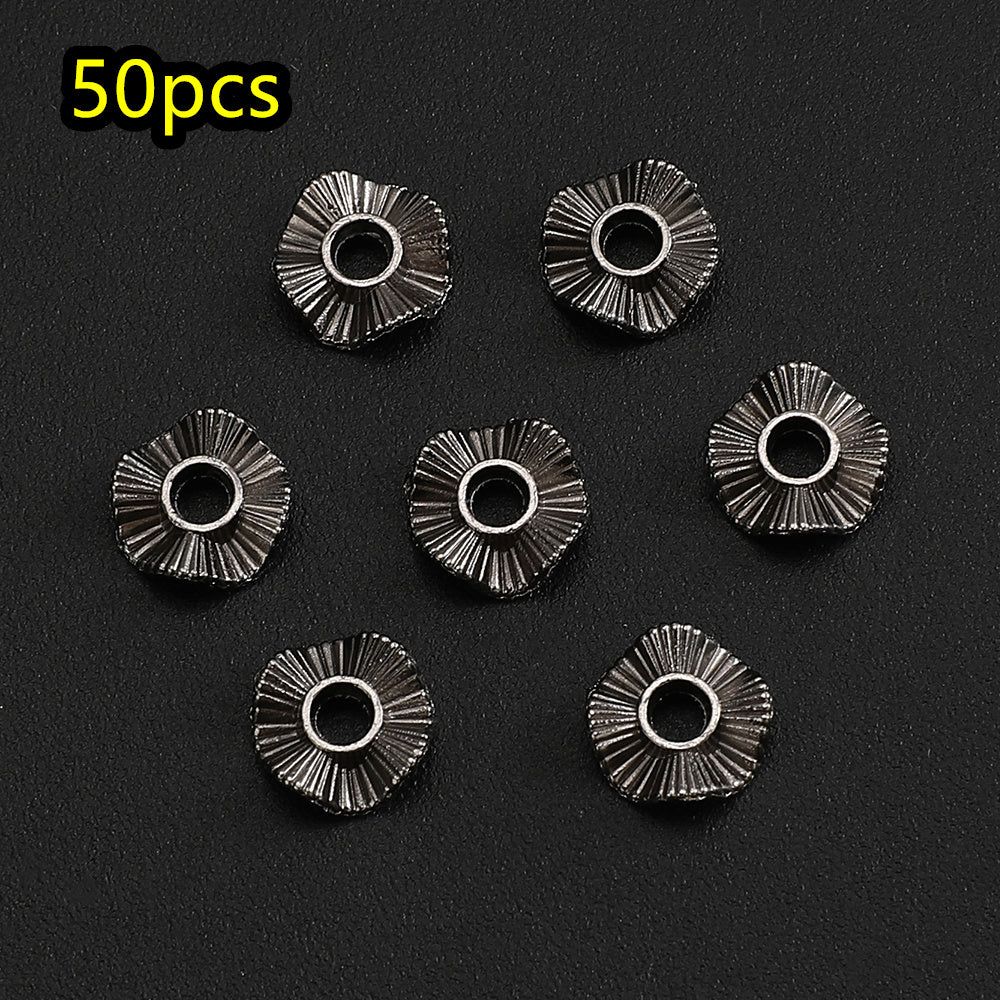 50pcs/set 8/10mm Wavy Golden & Silvery Spacer Beads