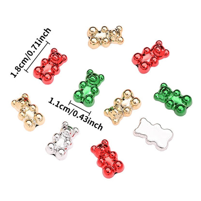 10PCS Christmas Bear Acrylic Bead Set