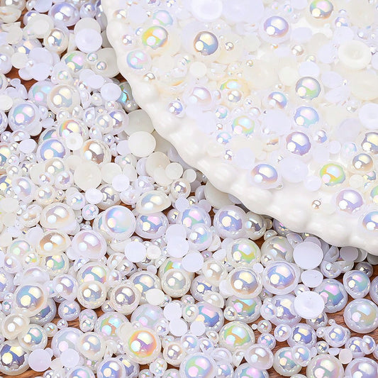 AB Rhinestone Flat Back Pearl Beads