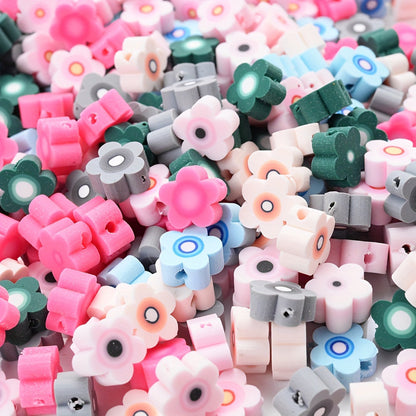 Mixed Color Flower Polymer Clay Beads