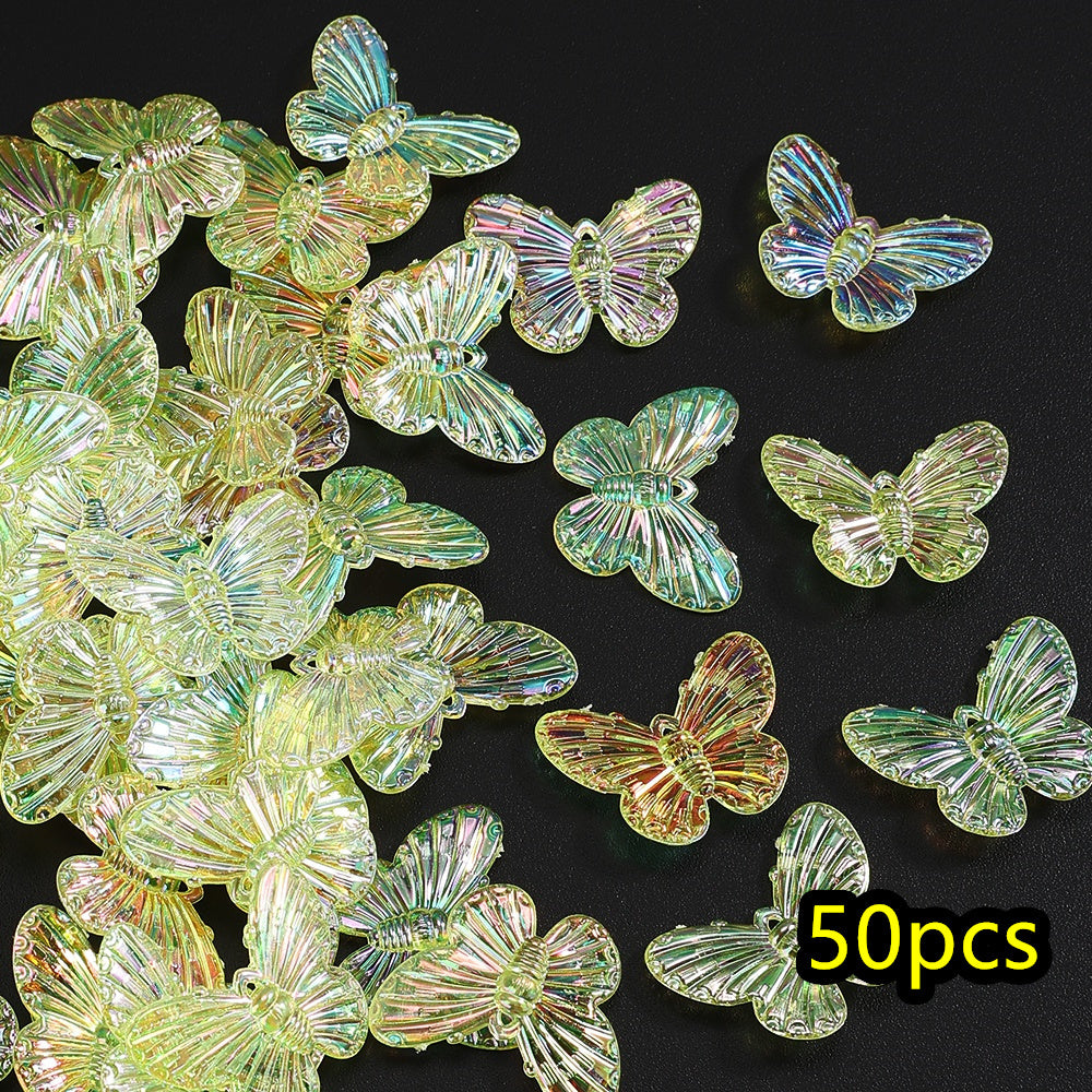 50pcs/set 22x29mm UV Color Butterfly Acrylic Beads