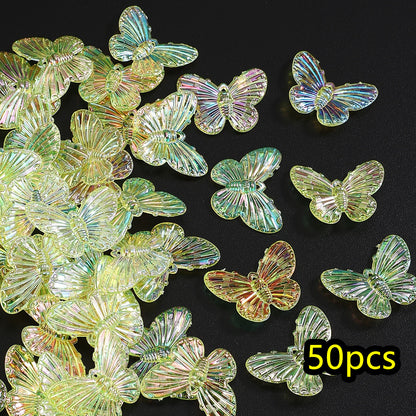 50pcs/set 22x29mm UV Color Butterfly Acrylic Beads