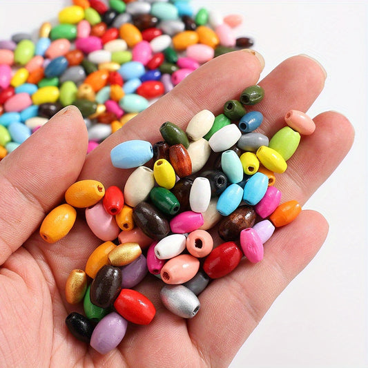 50/100pcs Mixed Color Wooden Oval Spacer Beads