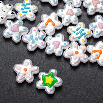 10PCS White Imitation Pearl Flower Acrylic Bead Set