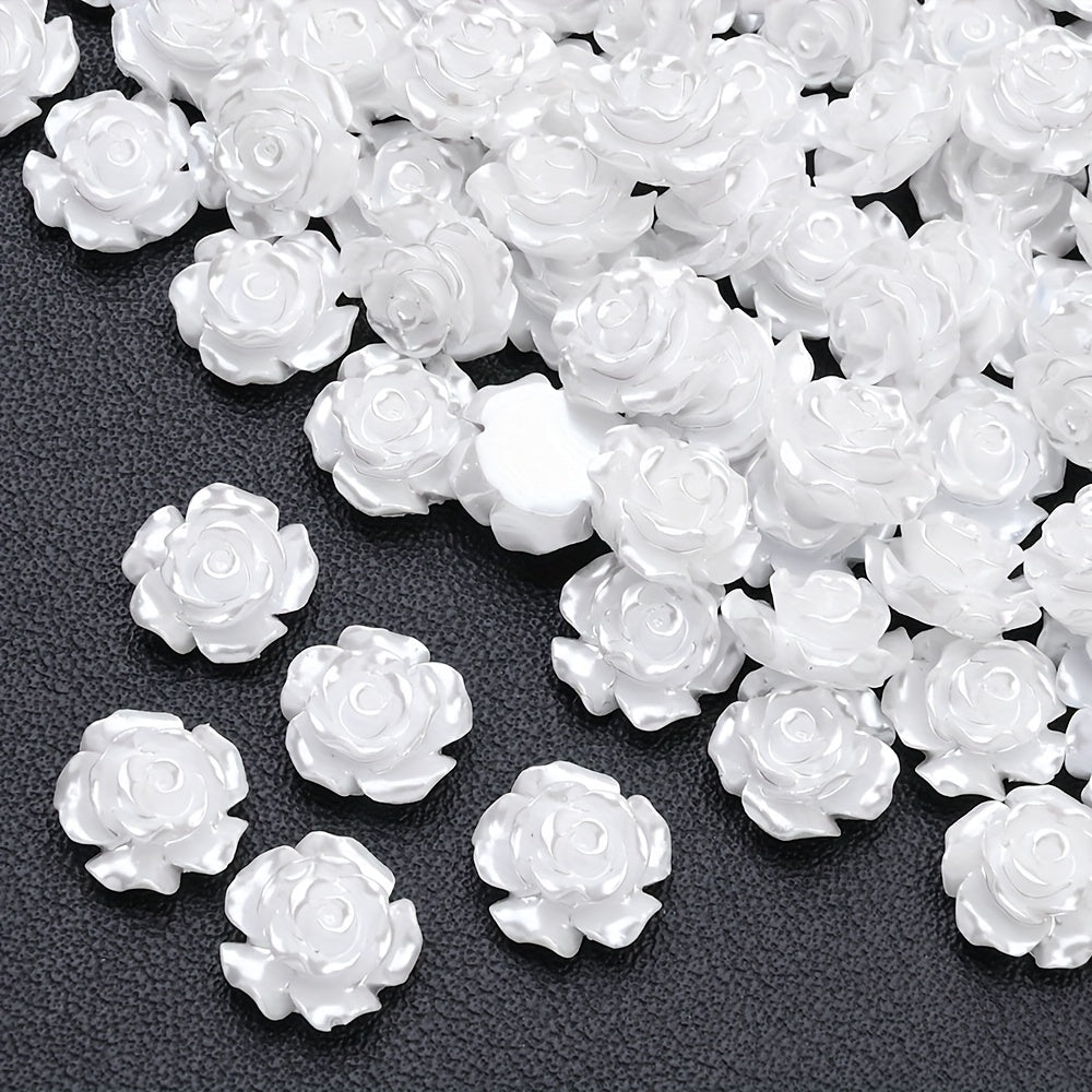 50/100-Piece 6/8/10 mm White Camellia Flatback Beads