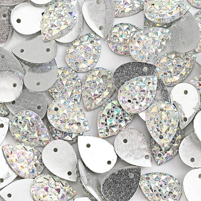 200-Piece 10x14 mm Glitter Waterdrop Flatback Rhinestone Beads
