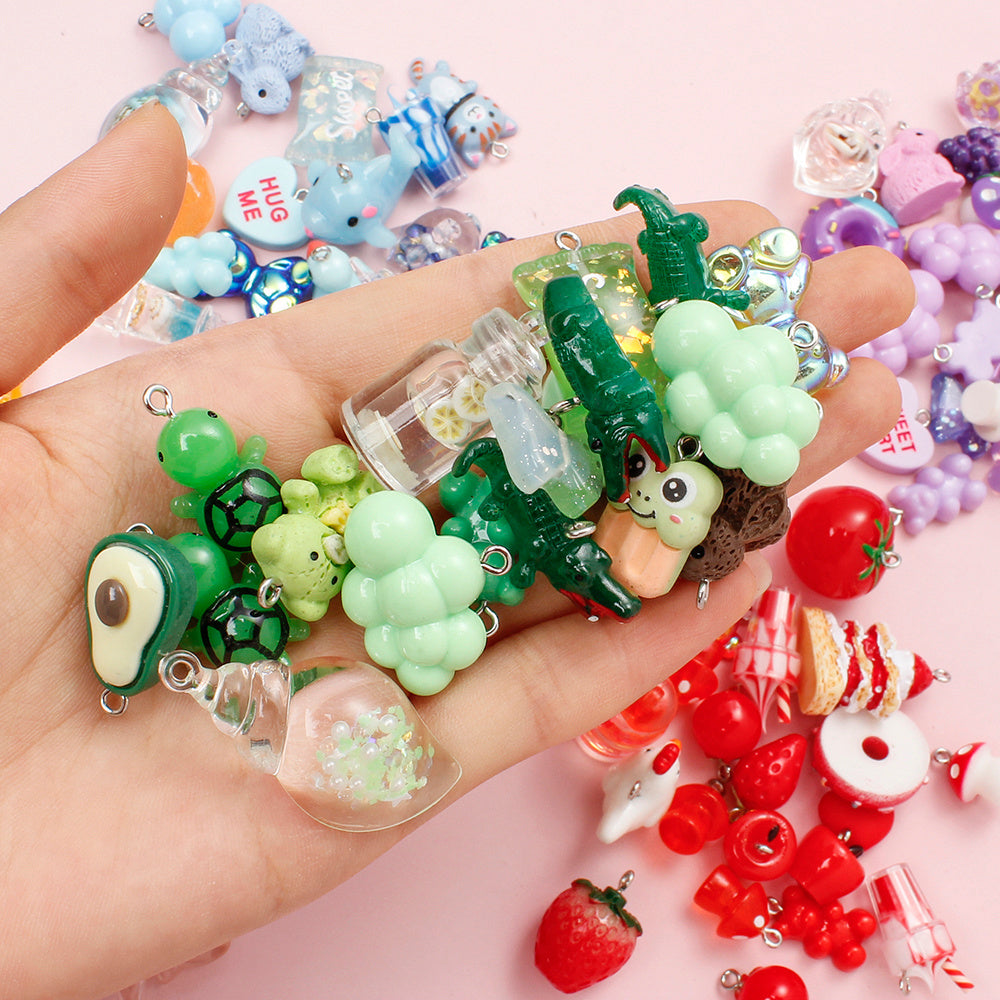 20-Piece Random Fruit, Animal & Flower Resin Charms