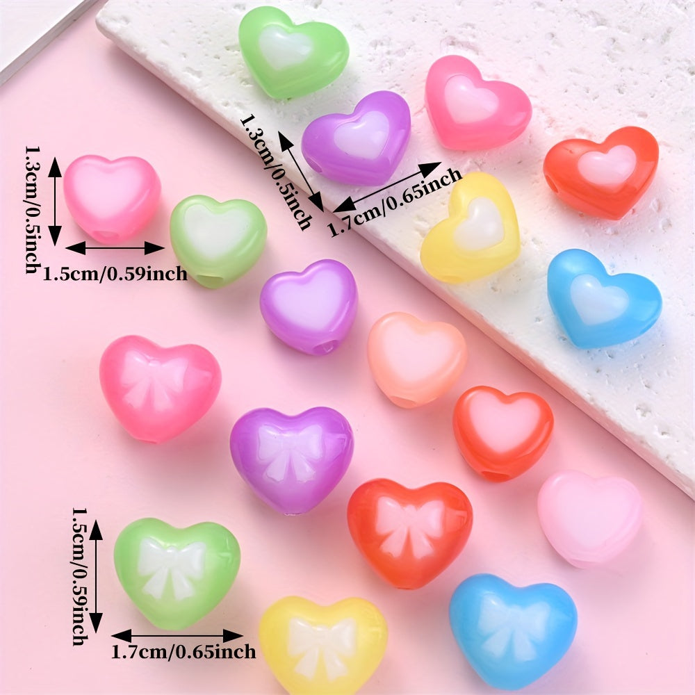 Heart Bow Pattern Acrylic Beads