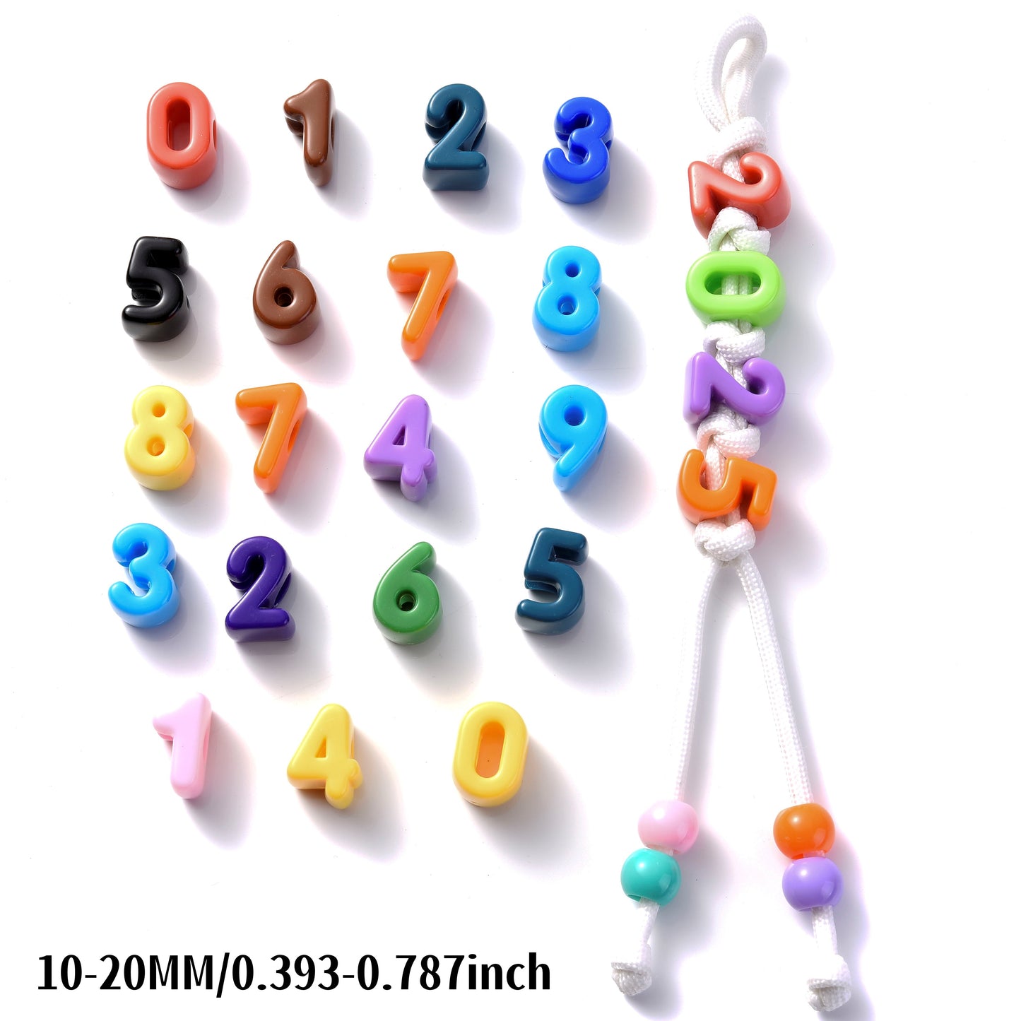20pcs 10-20mm Colorful Number Acrylic Beads