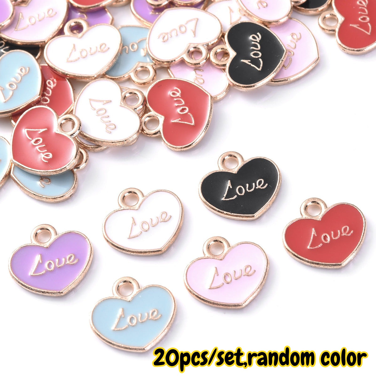Love Letter Heart Enamel Charms