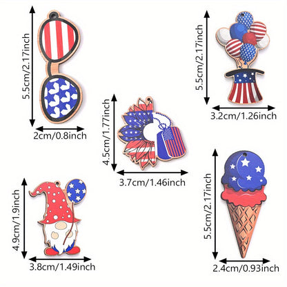 July 4th Patriotic Wooden Chain Charms
