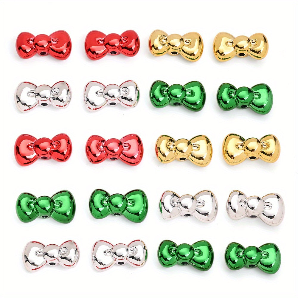 10pcs 15x26mm Christmas Bow Acrylic Beads