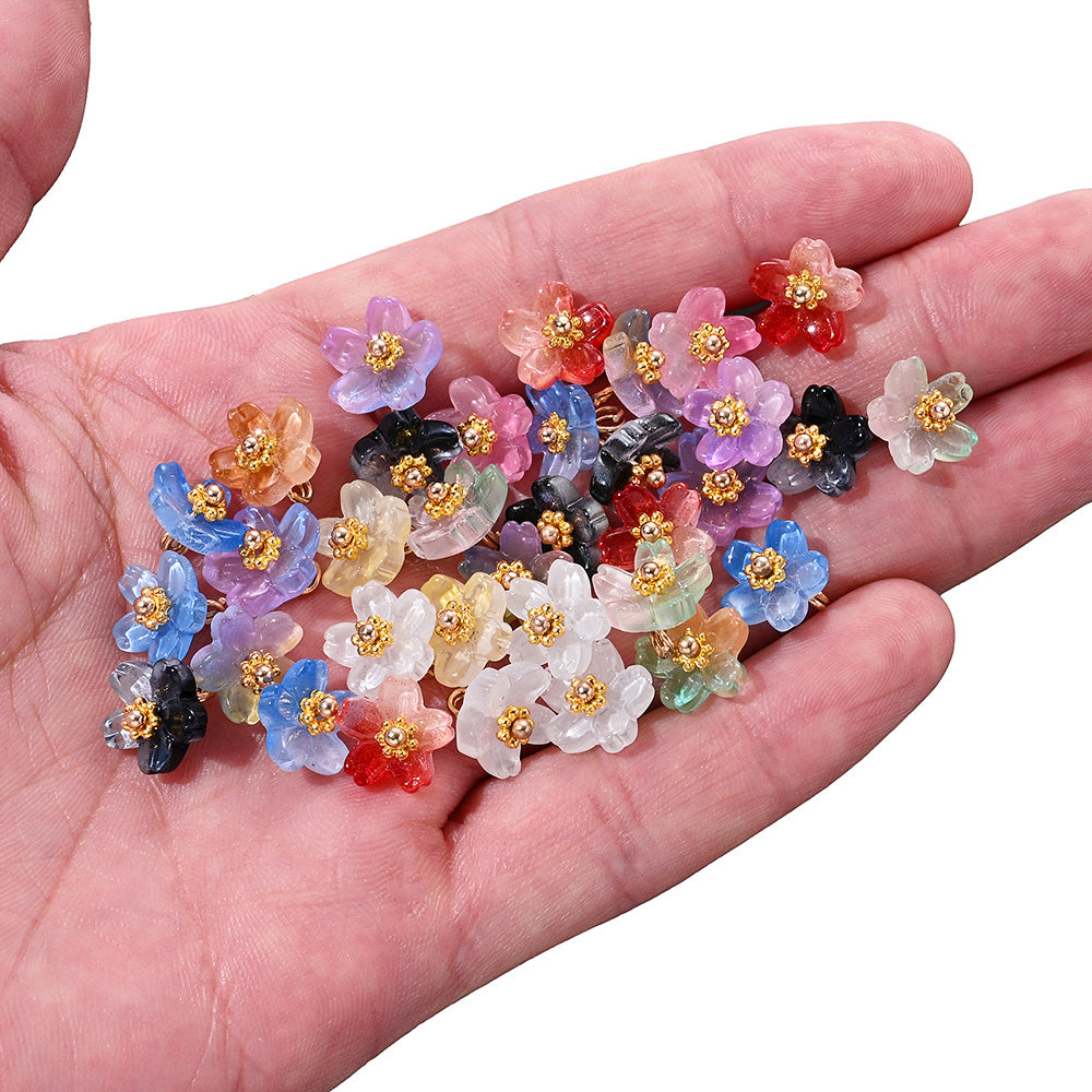 20pcs 10mm Colorful Gradient Glass Flower Beads