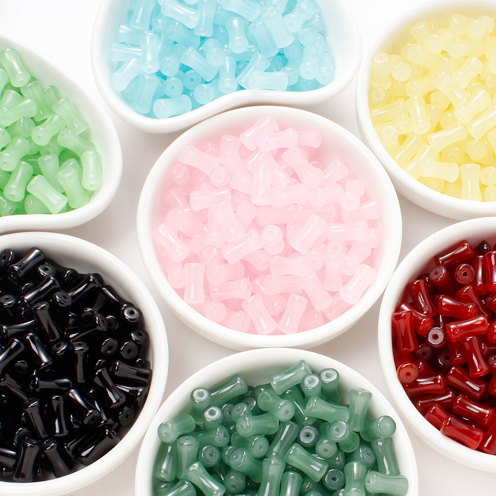 6x12mm 50pcs Mix Colors Coloured Glaze Bamboo Beads
