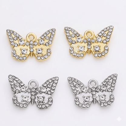 Sparkling Rhinestone Butterfly Pendant Charms