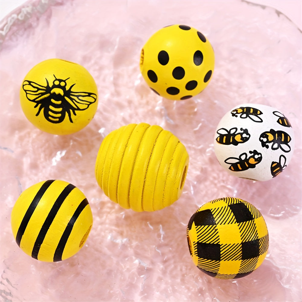 Bee Series Striped Wooden Beads