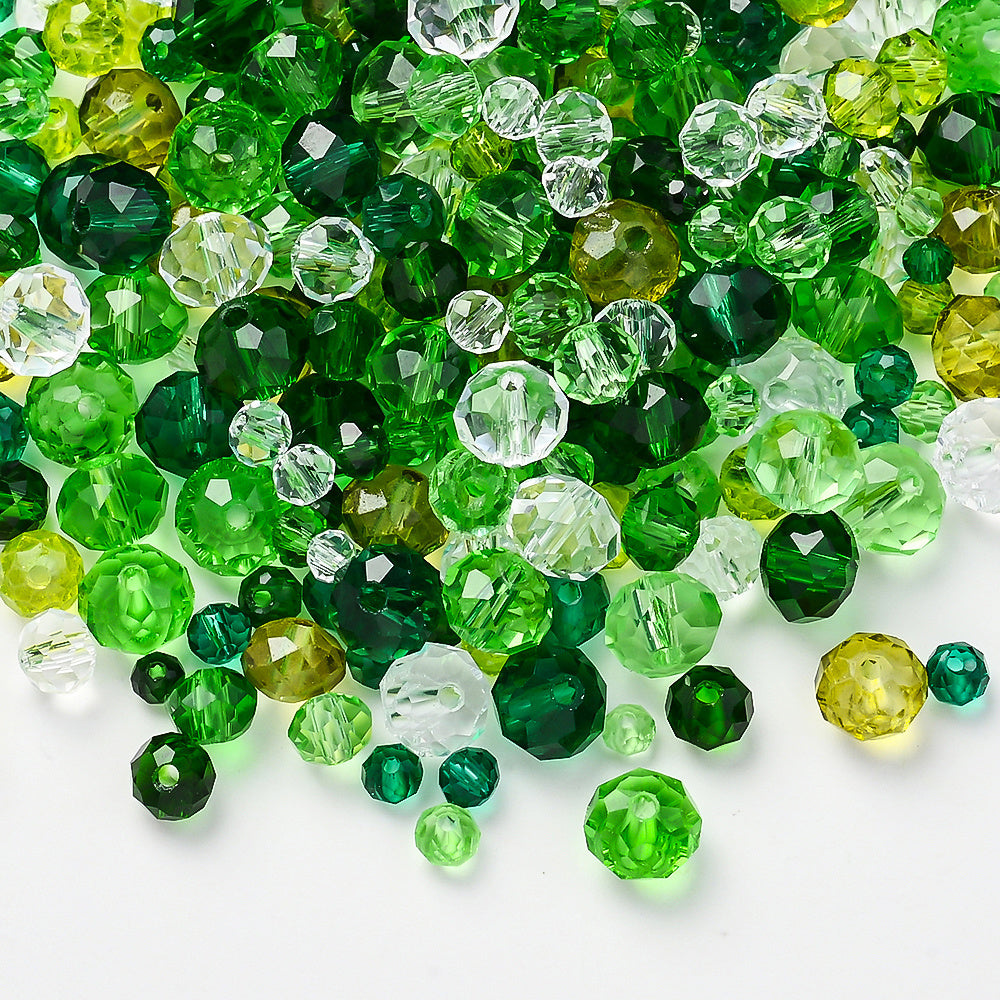 Green Faceted Glass Rhinestone Beads