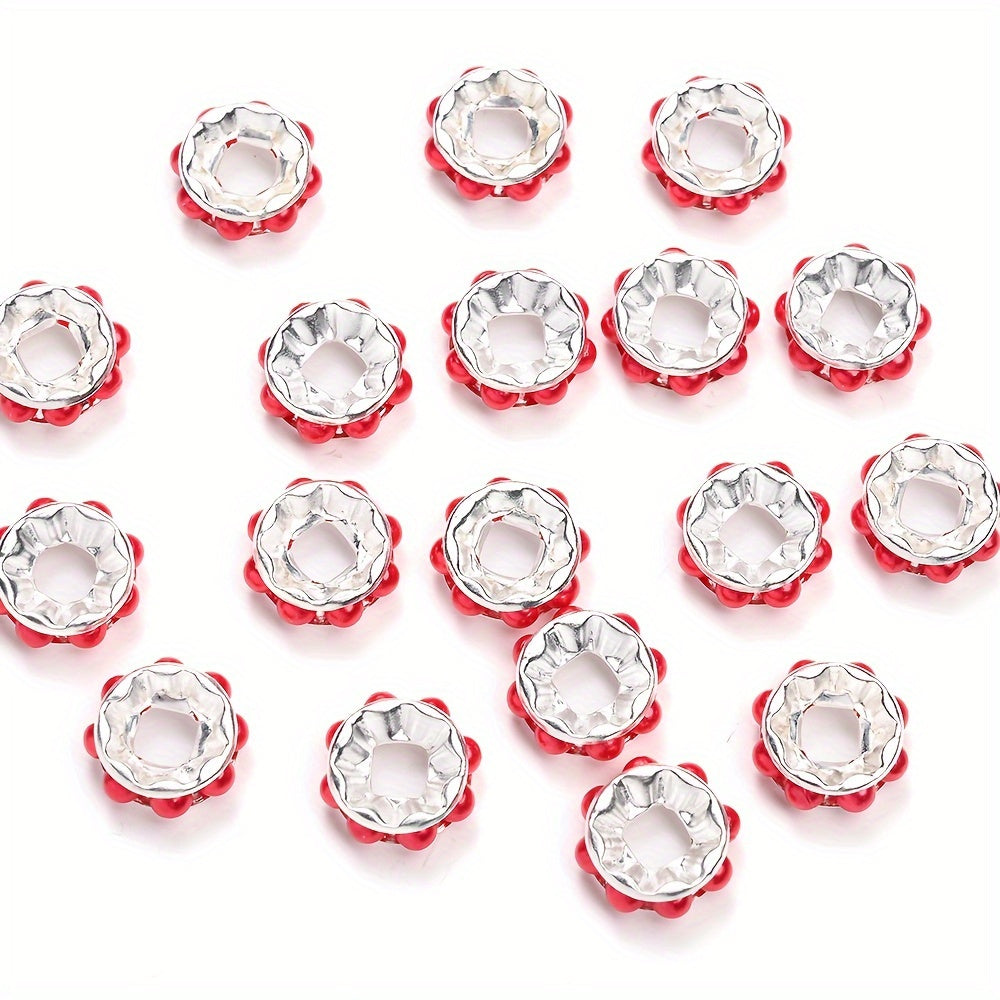 20PCS 12mm Round Acrylic & Rhinestone Spacer Bead Set