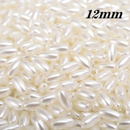 Beige Oval Acrylic Rice Beads