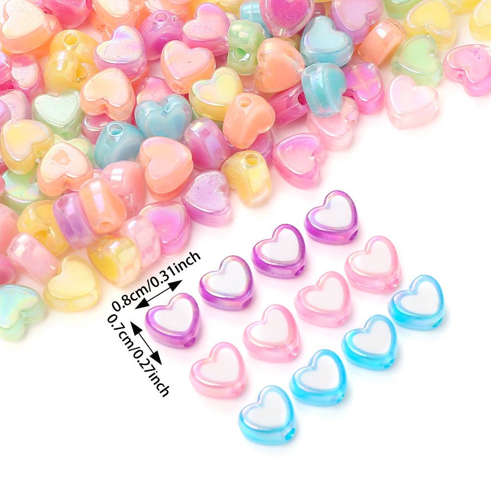 AB Mixed Color Heart Acrylic Beads