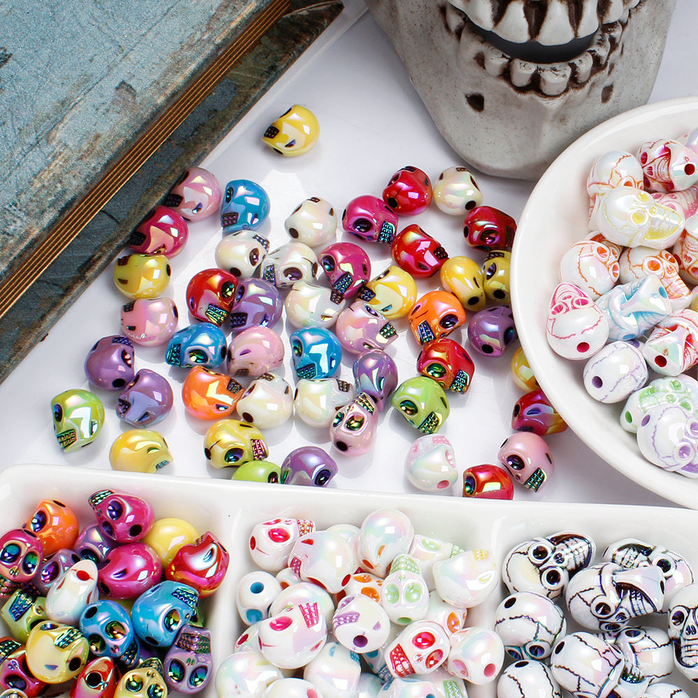 10pcs Colorful Skull Beads