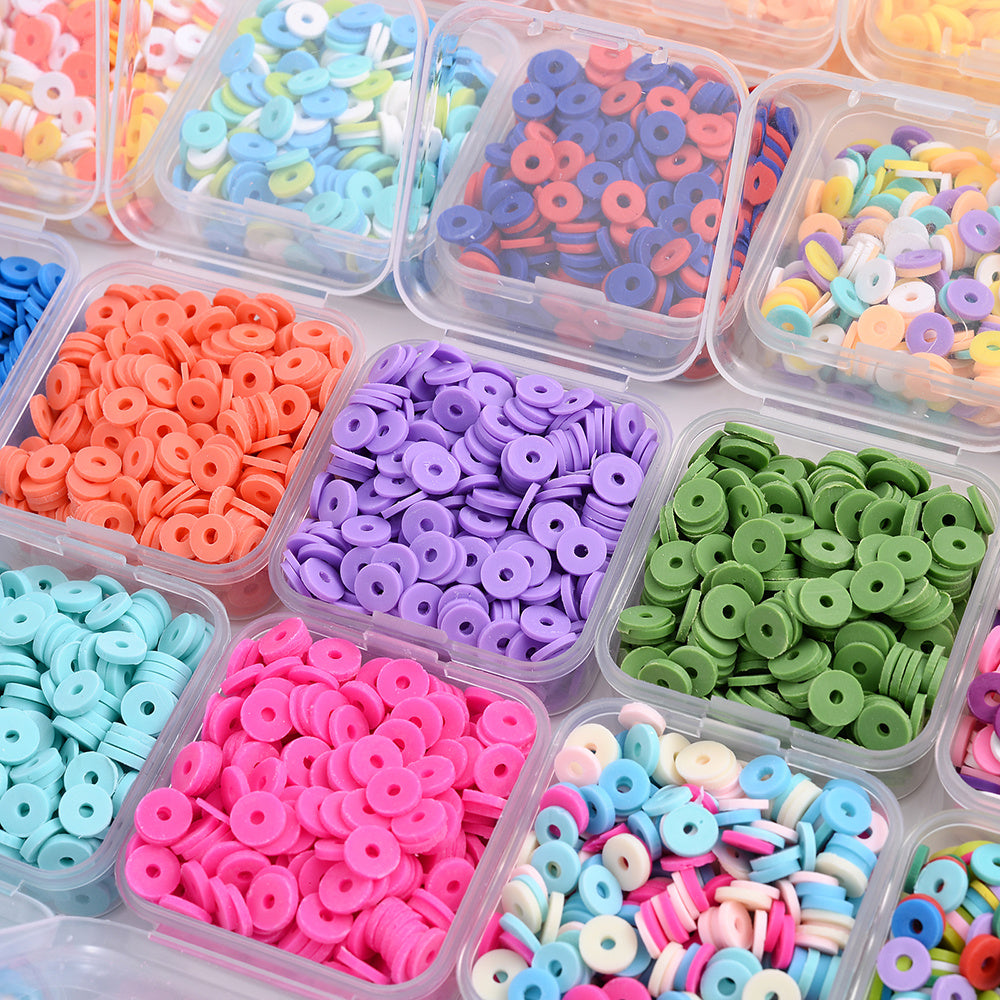 350pcs/box 6mm Colorful Flat Clay Beads