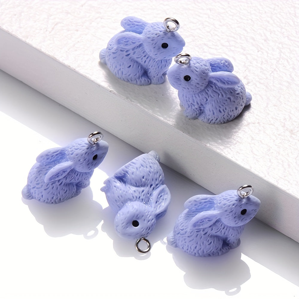 10PCS 16×21mm Colorful Rabbit Resin Pendant Set