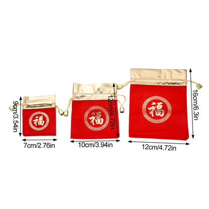 Flannel Lucky Drawstring Gift Bag