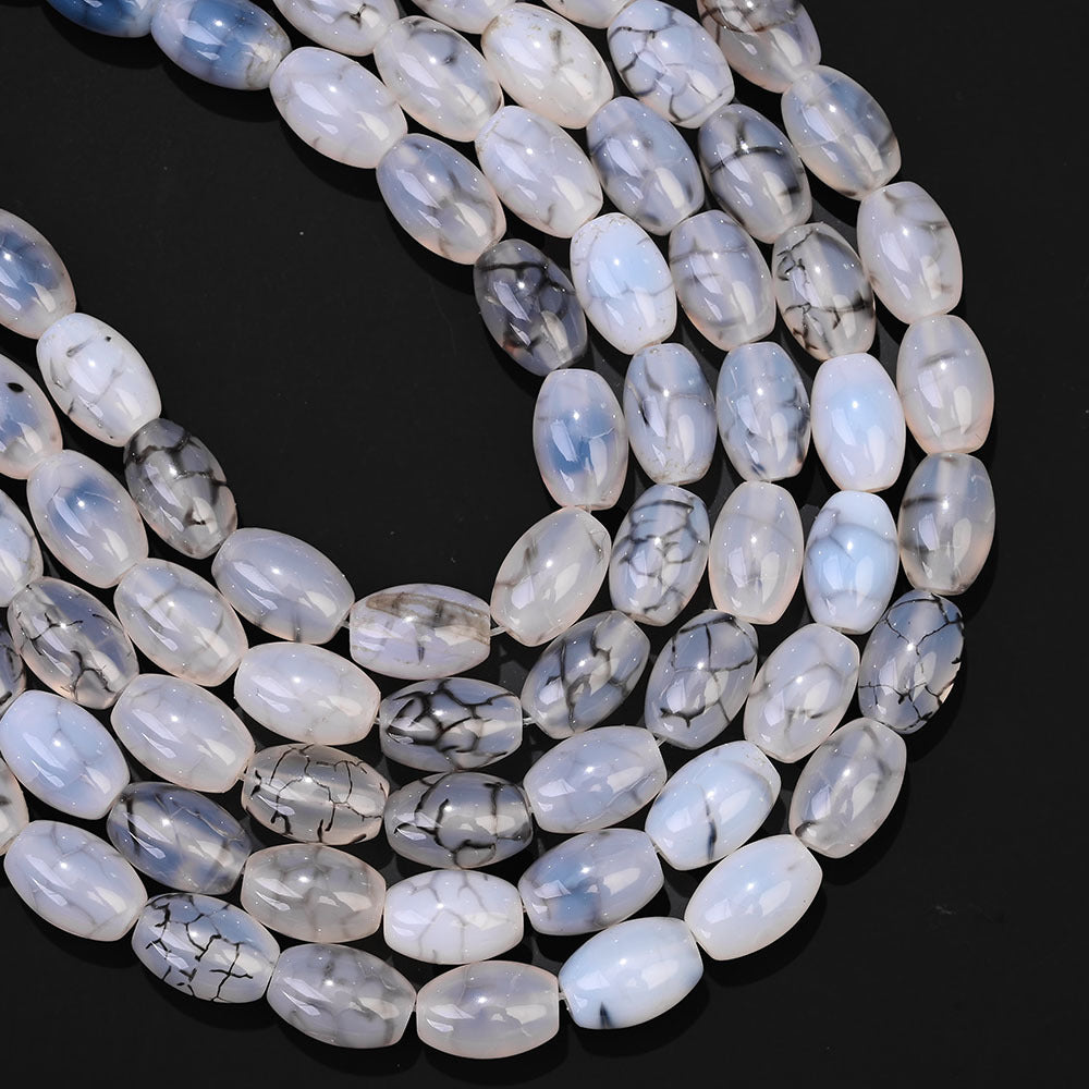 32pcs/strand 8x12mm Natural Agate Rice Shaped Beads