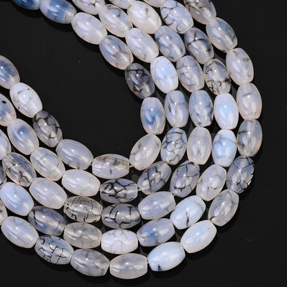 32pcs/strand 8x12mm Natural Agate Rice Shaped Beads
