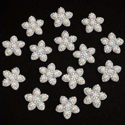Pearl Rhinestone Flower Patches