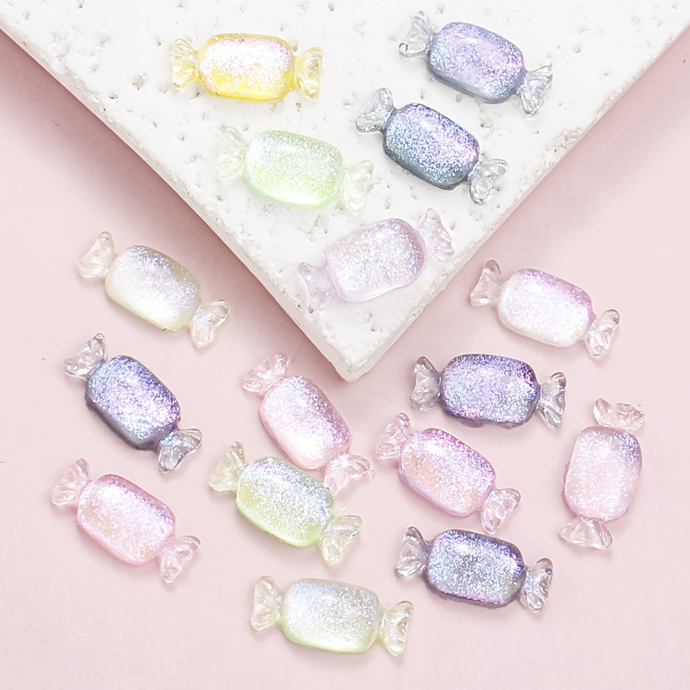 100PCS 11×5mm Glitter Candy Resin Embellishments