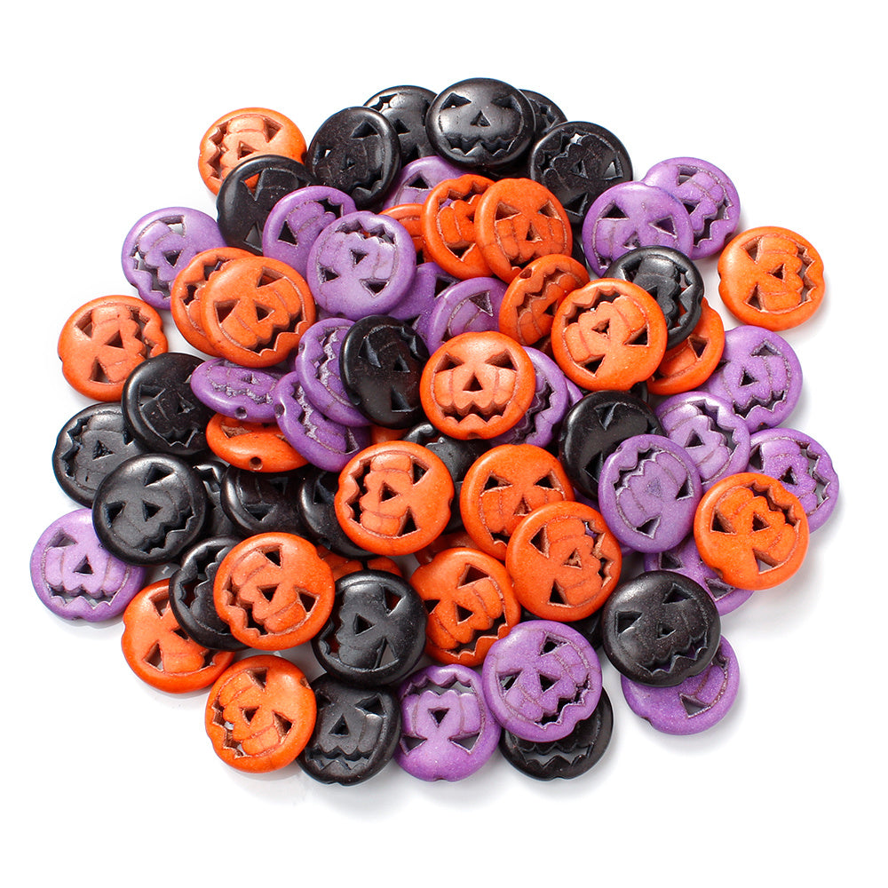 120pcs/box Turquoise Skull Pumpkin Beads Halloween Style Loose Spacer Beads for Jewelry Making DIY Handcrafts Accessories Festival Psrty House Decor Supplies Ideal Handmade Gifts