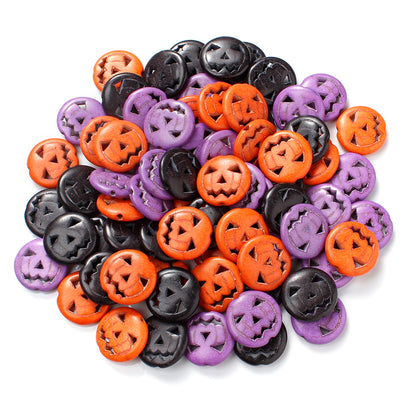 120pcs/box Turquoise Skull Pumpkin Beads Halloween Style Loose Spacer Beads for Jewelry Making DIY Handcrafts Accessories Festival Psrty House Decor Supplies Ideal Handmade Gifts