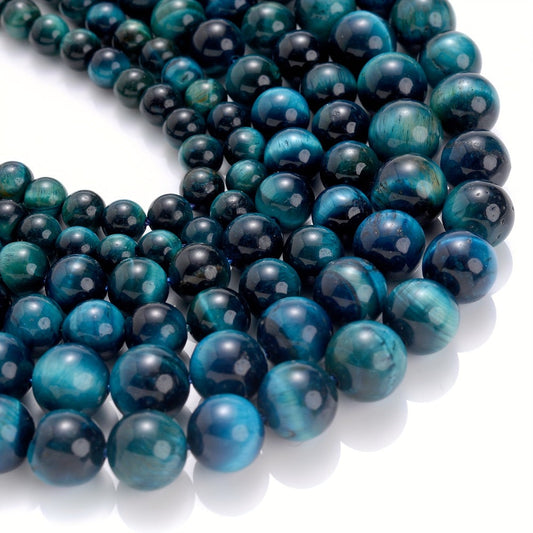 Lake Blue Natural Tiger Eye Stone Beads
