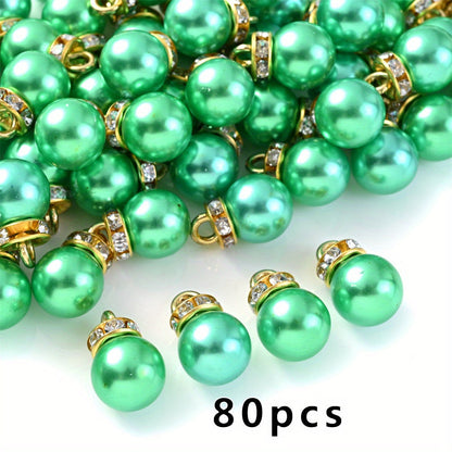 Rhinestone Imitation Pearl Charms