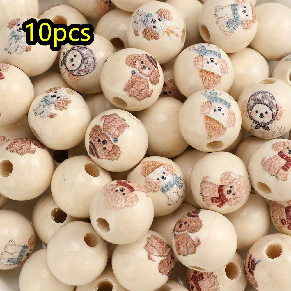 10pcs/set 16mm Dog Wooden Beads