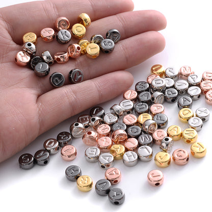 100pcs Silvery Golden Mixed Color Letter Acrylic Beads