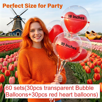 Bubble & Red Heart Balloon Set