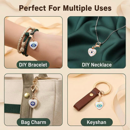 12PCS Blue & White Evil Eye Enamel Keychain Set