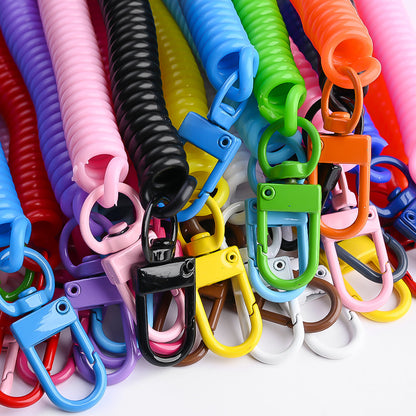 15PCS Retractable Double-Buckle Spiral Keychain Set